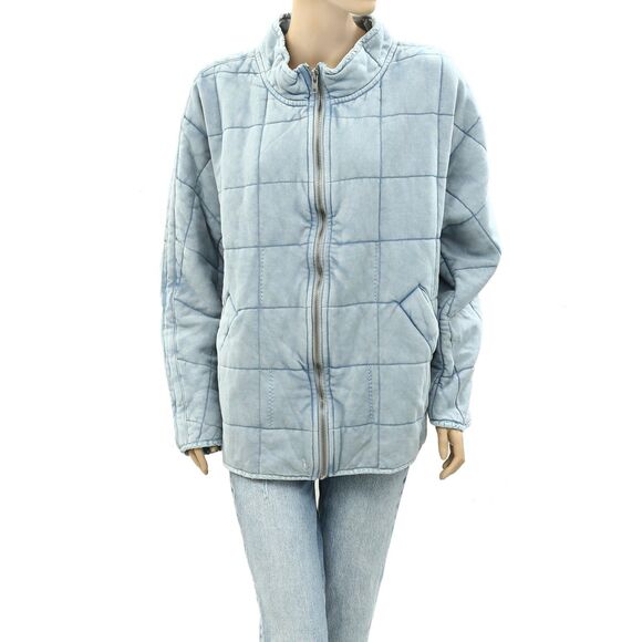 Free People Dolman Quilted Knit Jacket Top Oversized Zip-up Slouchy S NWD 276738